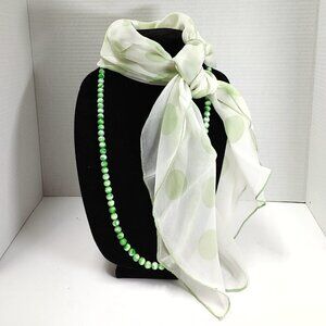 2 pcs - Silk Scarf & green stone Necklace - Lot / woman's gifts